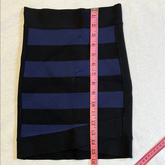 NEW BCBGMaxAzria ALINA Navy Blue Black Striped Hourglass Bandage Mini Skirt XXS - Picture 12 of 12